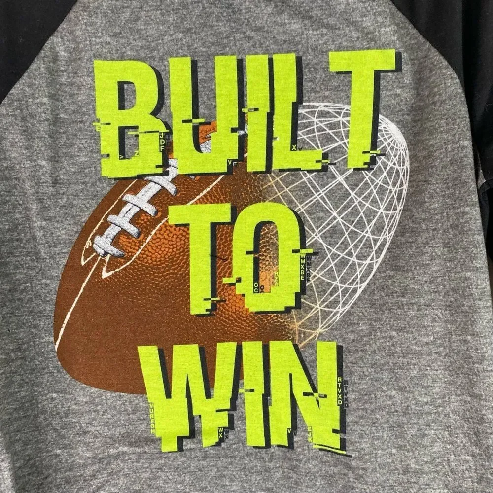 5/$25 Children’s Place Black Gray Football Built To Win Long Sleeve PJ Shirt L